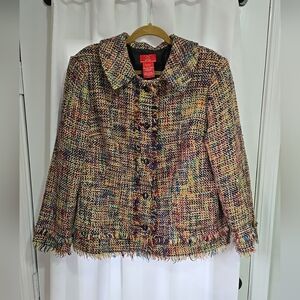 Oscar de la Renta Woman Multi Color Tweed Jacket Blazer Size 18W